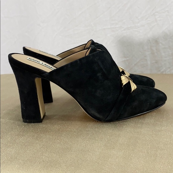 Karl Lagerfeld Norah Block Heel Suede Bow Mule - Picture 4 of 10